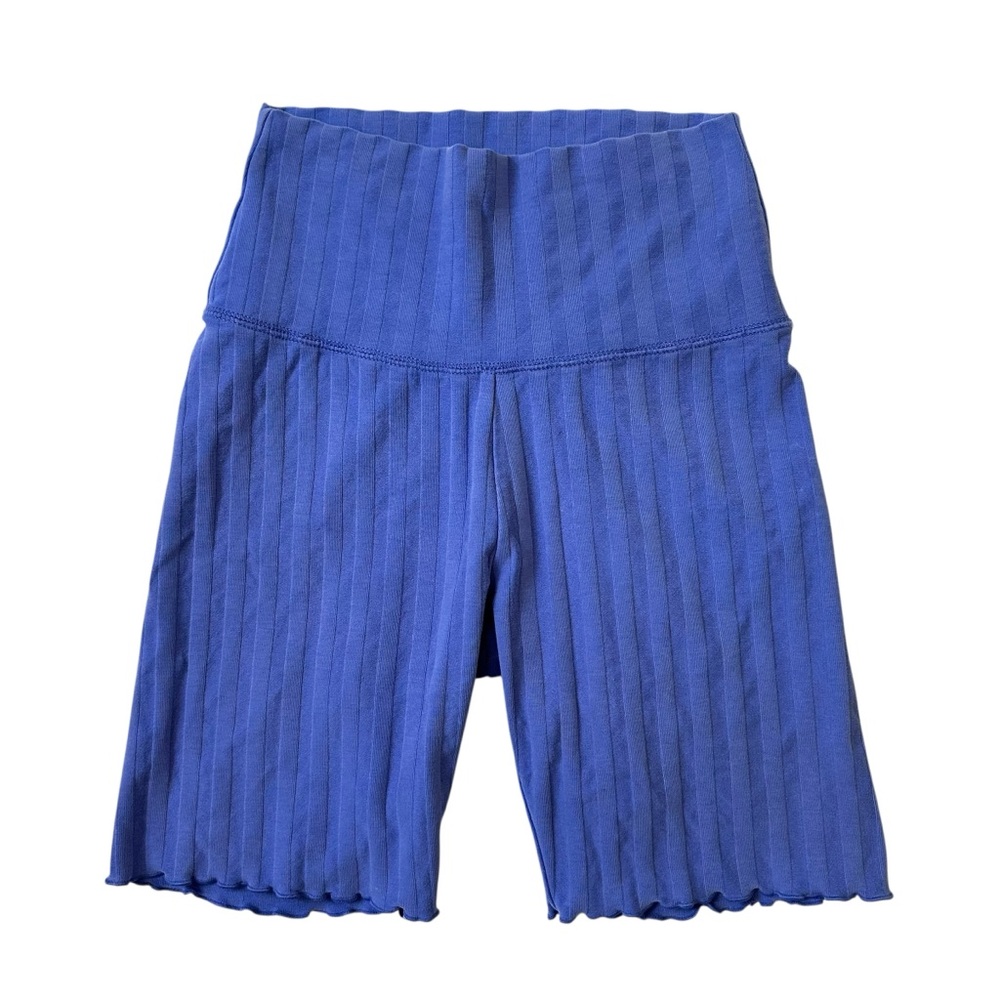 Aerie High Rise Groove Ribbed Biker Shorts Small 7" Inseam Lettuce Hem
